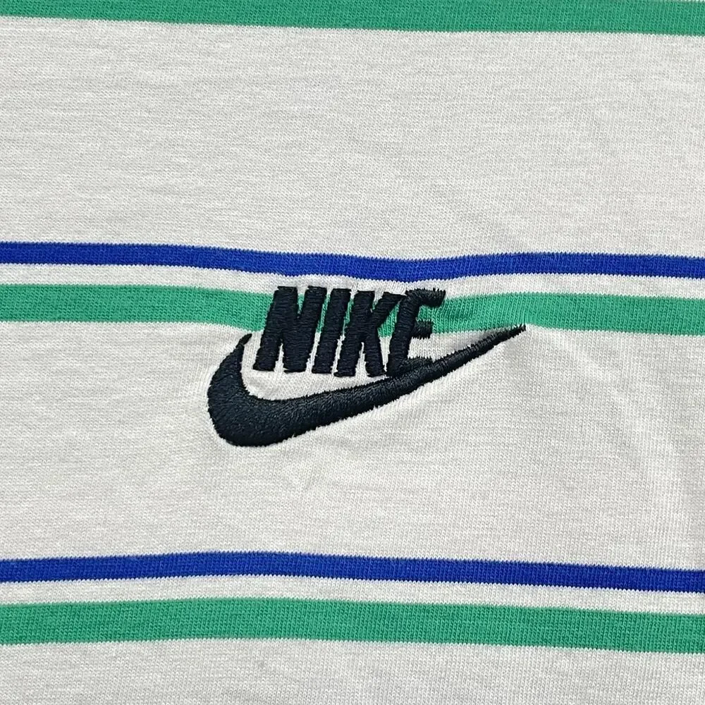 Nike Shirt Mens Large White Green Striped The Nike Tee Embroidered Swoosh Logo - Picture 5 of 11